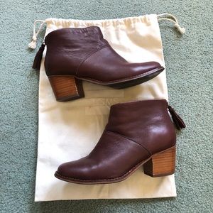 TOMS Burgundy Leather Booties Size 5.5